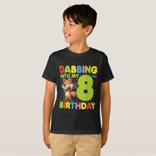 T-shirt Dabing Dans Mon 8E Anniversaire Fox Huit Ans B (Devant entier)