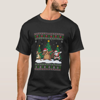 T-shirt Dabing Père Noël Reindeer Beaver Tree Lumières Xma