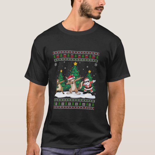 T-shirt Dabing Père Noël Reindeer Coyote Tree éclaire Xma  (Devant)