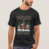 T-shirt Dabing Père Noël Reindeer Red Panda Tree lumières  (Devant)