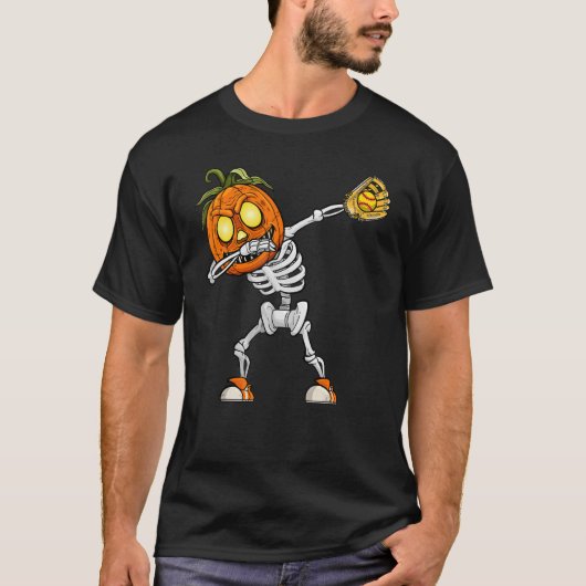 T-shirt Dabing Skeleton Softball Player Catcher (Devant)
