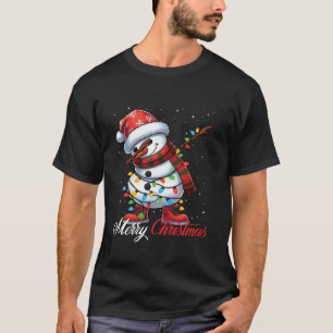 T-shirt Dabman Snowman Joyeux feux de Noël Santa Hat X