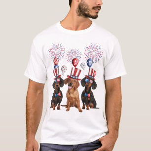 T-shirt Dachshund 4 juillet Amoureux de les chiens Hommes 