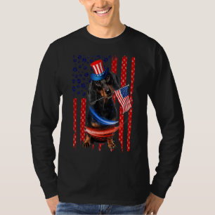 T-shirt Dachshund 4 juillet Chien Hommes Drapeau américain