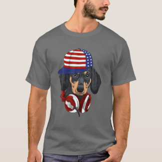 T-shirt Dachshund 4 juillet Drapeau américain Merica Patri
