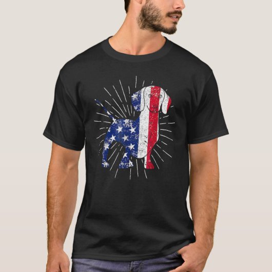 T-shirt Dachshund 4th Of July American Flag Dog  USA Patri (Devant)