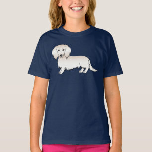 T-shirt Dachshund à longs poils crème Chien de dessin anim