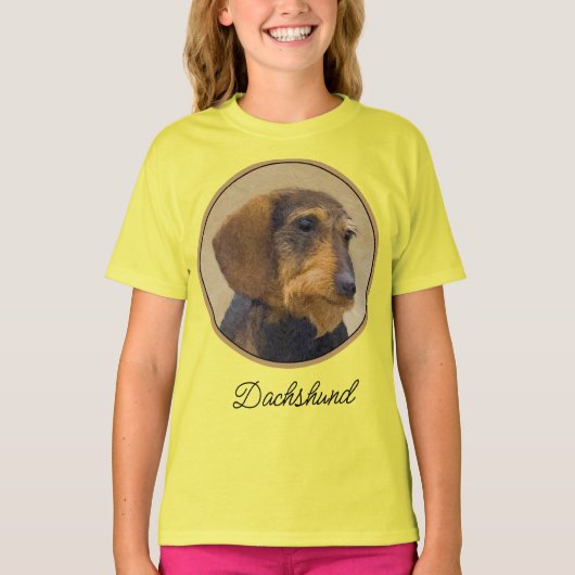 T-shirt Dachshund (À poils durs) Peinture Chien Art origin (Devant)