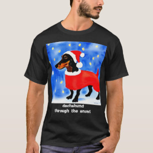 T-shirt dachshund à travers la neige !