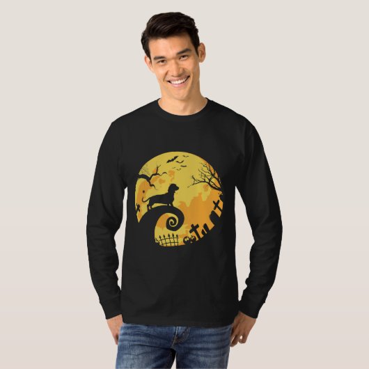 T-shirt Dachshund And Moon Halloween  For Dachshund Lovers (Devant entier)
