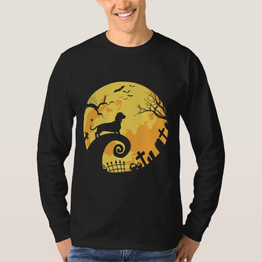 T-shirt Dachshund And Moon Halloween  For Dachshund Lovers (Devant)