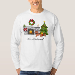 T-shirt Dachshund aux cheveux courts rouges Chien mignon -