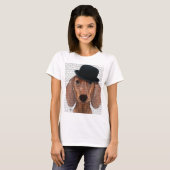 T-shirt Dachshund avec Casquette Black Bowler (Devant entier)