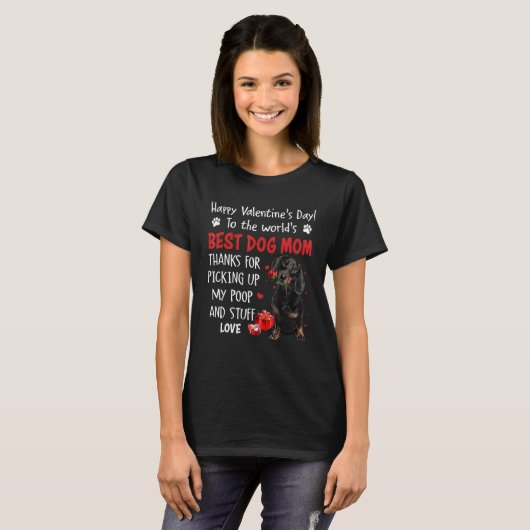 T-shirt Dachshund Best Dog Mom Valentines Day Funny Puppy (Devant entier)