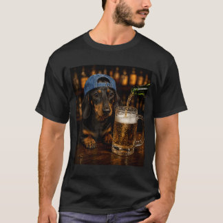 T-shirt Dachshund buvant de la bière Mème de chien drôle V