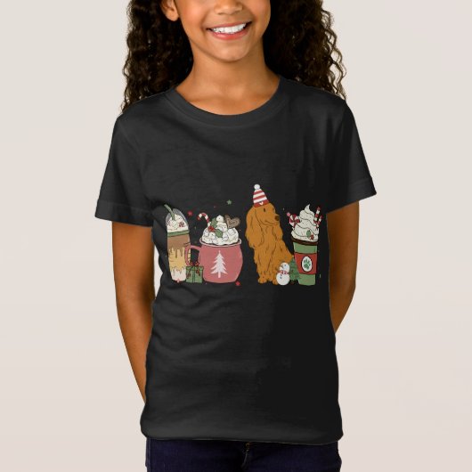T-Shirt Dachshund Café Latte hiver Chien de Noël Maman Ho (Devant)