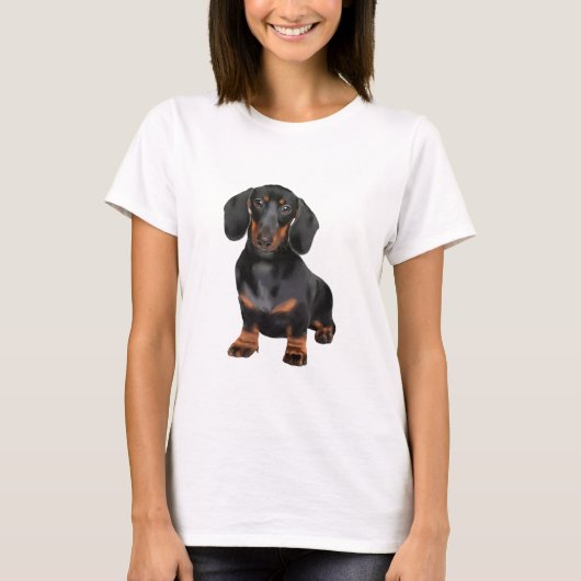 T-shirt Dachshund Chien Aquarelle Peinture Art (Devant)