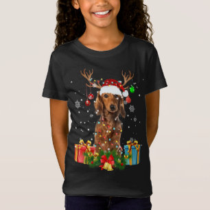 T-Shirt Dachshund Chien arbre Noël Lumières Chien moche No