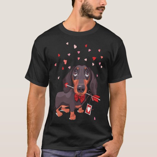 T-shirt Dachshund Chien dans une cravate arc et avec flèch (Devant)
