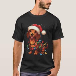 T-shirt Dachshund Chien illuminations de Noël Noël Noël Ch
