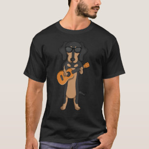 T-shirt Dachshund Chien Jouant à Ukulele Guitare