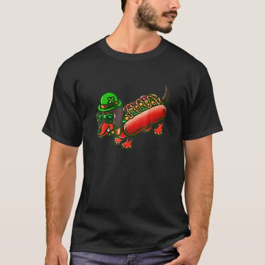 T-shirt Dachshund Chien Leprechau St Patrick Day Saint Pad (Devant)