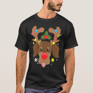 T-shirt Dachshund Chien Reindeer Drôle mignon Chien Maman