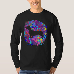 T-shirt Dachshund Chien Rose éclaboussure d'aquarelle Amou