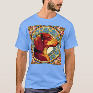 T-shirt Dachshund Chien Style Art Nouveau