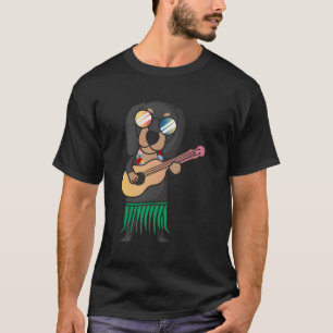 T-shirt Dachshund Chien Ukulele Luau Cute Funny Hawaii