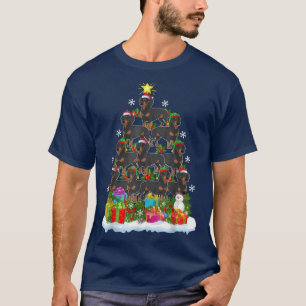 T-shirt Dachshund Chien Xmas Tree Lighting Père Noël Dachs