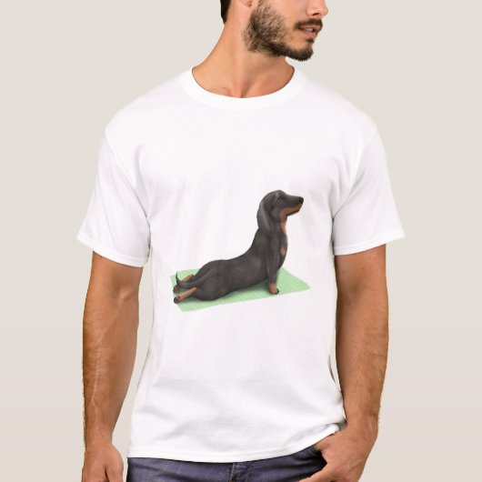 T-shirt Dachshund Chien Yoga Pose méditation Zen Workout E (Devant)