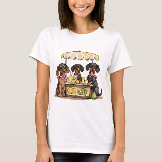 T-shirt Dachshund Chiens Lemonade Stand (Devant)