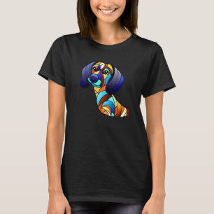 T-shirt Dachshund Chiweenie chien saucisse Style vitrail