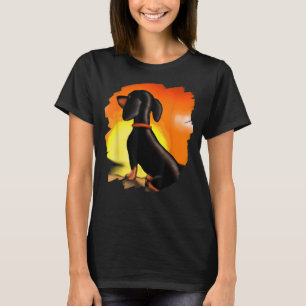 T-shirt Dachshund Chiweenie Wiener Dog Art Sunset Vintage