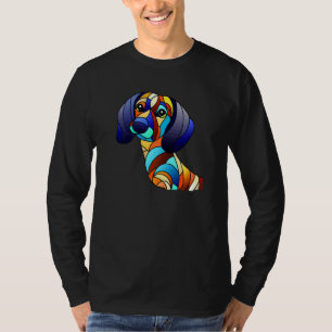 T-shirt Dachshund Chiweenie Wiener Dog de style vitrail