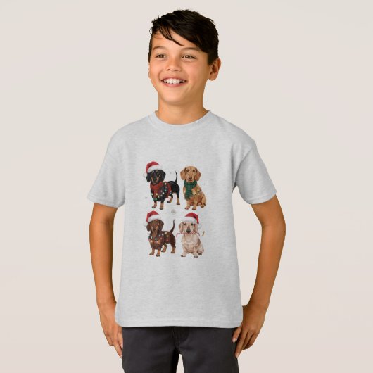 T-shirt Dachshund Christmas Chien Maman Lover Noël Cadeau (Devant entier)