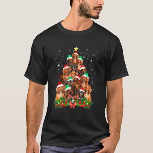 T-shirt Dachshund Christmas Tree Lights Dachshund Pajamas (Devant)