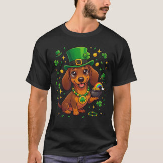T-shirt Dachshund Cute Lucky St Patty Wiener Dog Irish Fun