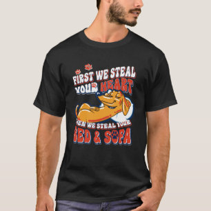 T-shirt Dachshund D'Abord Nous Volons Votre Coeur Puis Nou
