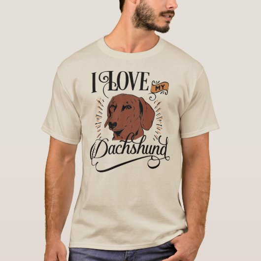 T-shirt Dachshund Dad : I Love My Dachshund Light Men's (Devant)