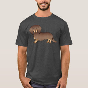 T-shirt Dachshund de dessin animé à poils longs chocolat e
