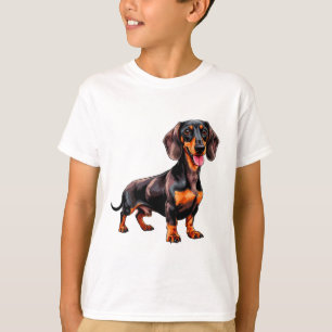 T-shirt Dachshund de dessin animé coloré