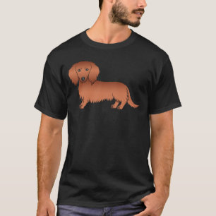 T-shirt Dachshund de dessin animé mignon aux longs cheveux