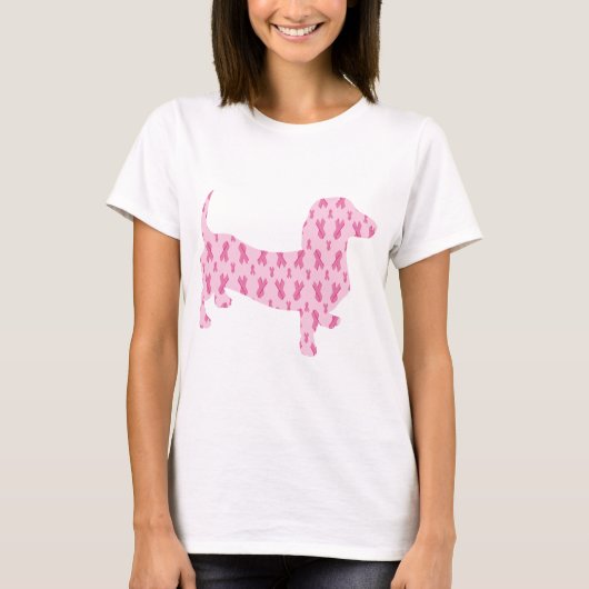 T-shirt Dachshund de sensibilisation au cancer du sein (Devant)