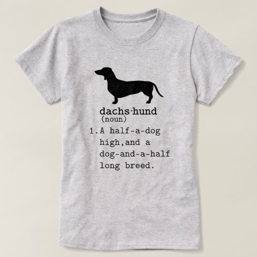 T-shirt Dachshund Dictionary Signification amusante (Design devant)