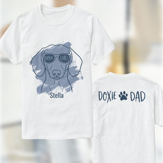 T-shirt Dachshund Dog Dad Shirt - Custom Name Ice Blue Tee