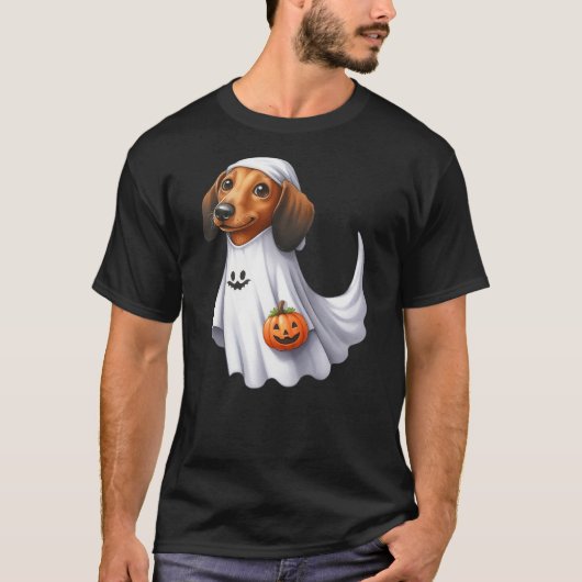 T-shirt Dachshund Dog Halloween Costume Party Ghost Weiner (Devant)