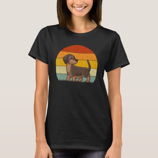 T-shirt Dachshund Dog  Retro Style Vintage (Devant)