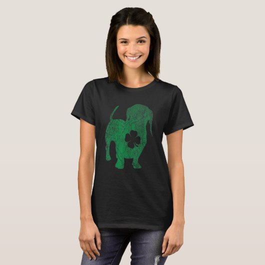 T-shirt Dachshund Dog Shamrock St Patrick's Day Saint Padd (Devant entier)